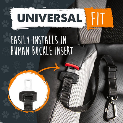 Dog Car Safety Belt | Universal Pet Restraint Made from Durable Seatbelt Material with All-Metal Hardware and Adjustable Strap. Exceeds Safety Standards for Optimal Security (Black)