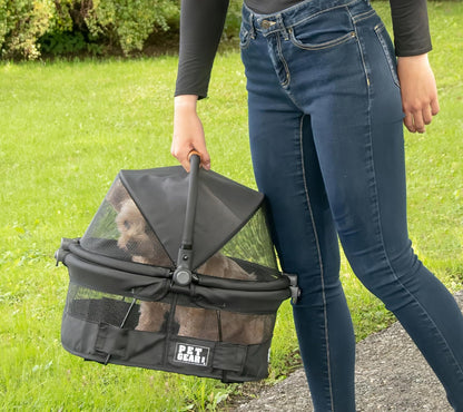 No-Zip View 360 Ultra Lite Pet Safety Carrier and Car Seat for Small Dogs and Cats with Push Button Entry, 15", Onyx
