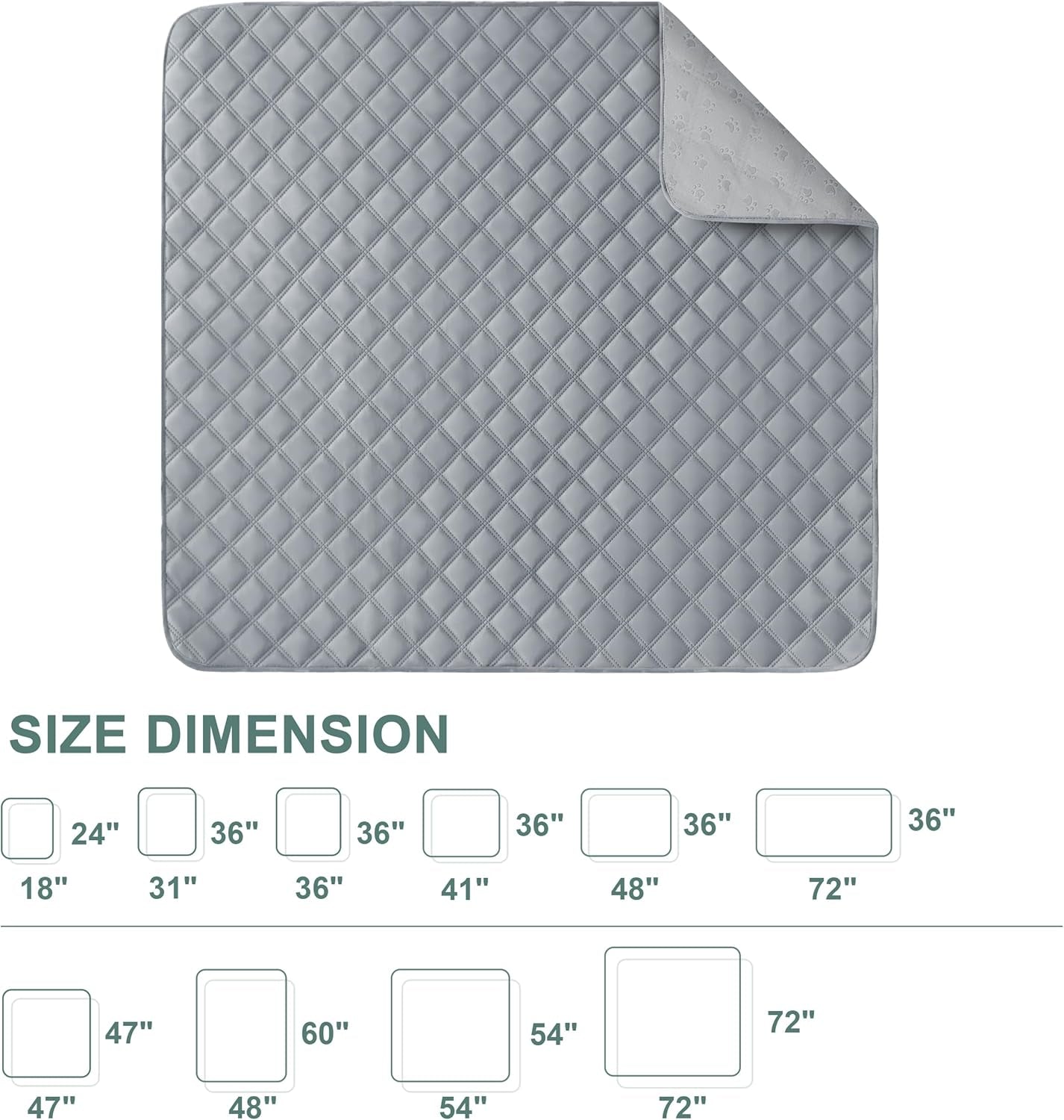 Large/Extra Large Reusable Washable Dog Pee Pads - 36" x 41", 2 Pack, Absorbent Non-Slip Waterproof Training Pads, Leak-Proof Whelping Potty Solutions