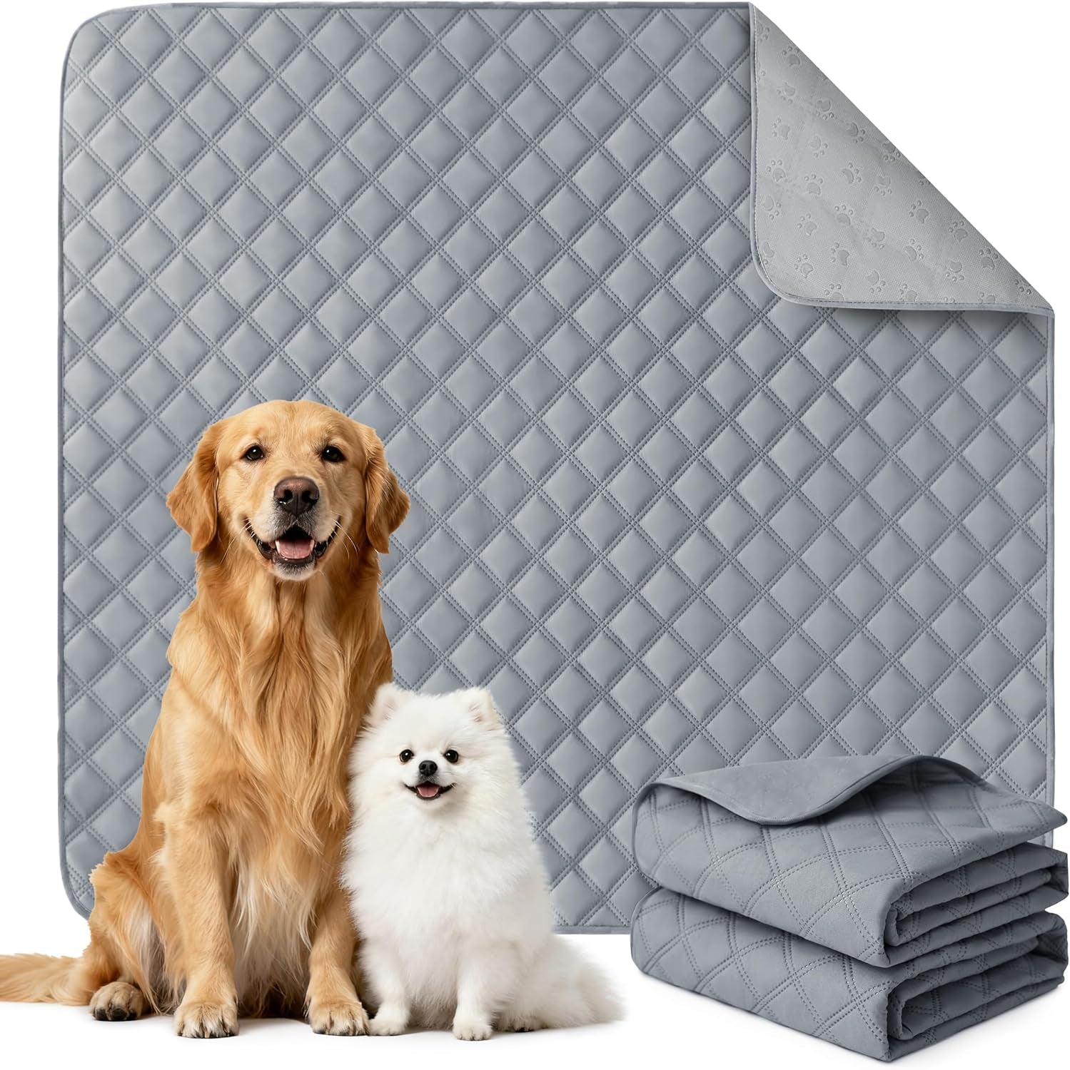 Large/Extra Large Reusable Washable Dog Pee Pads - 36" x 41", 2 Pack, Absorbent Non-Slip Waterproof Training Pads, Leak-Proof Whelping Potty Solutions