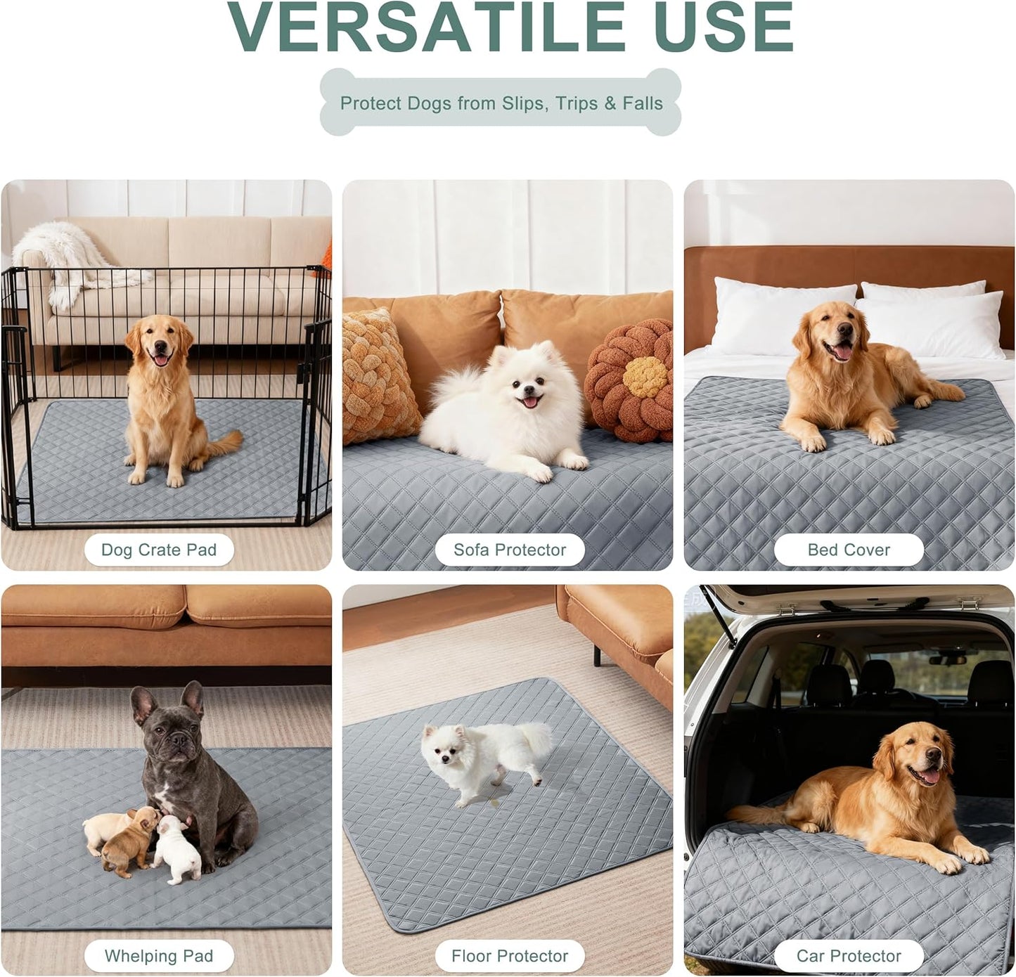 Large/Extra Large Reusable Washable Dog Pee Pads - 36" x 41", 2 Pack, Absorbent Non-Slip Waterproof Training Pads, Leak-Proof Whelping Potty Solutions