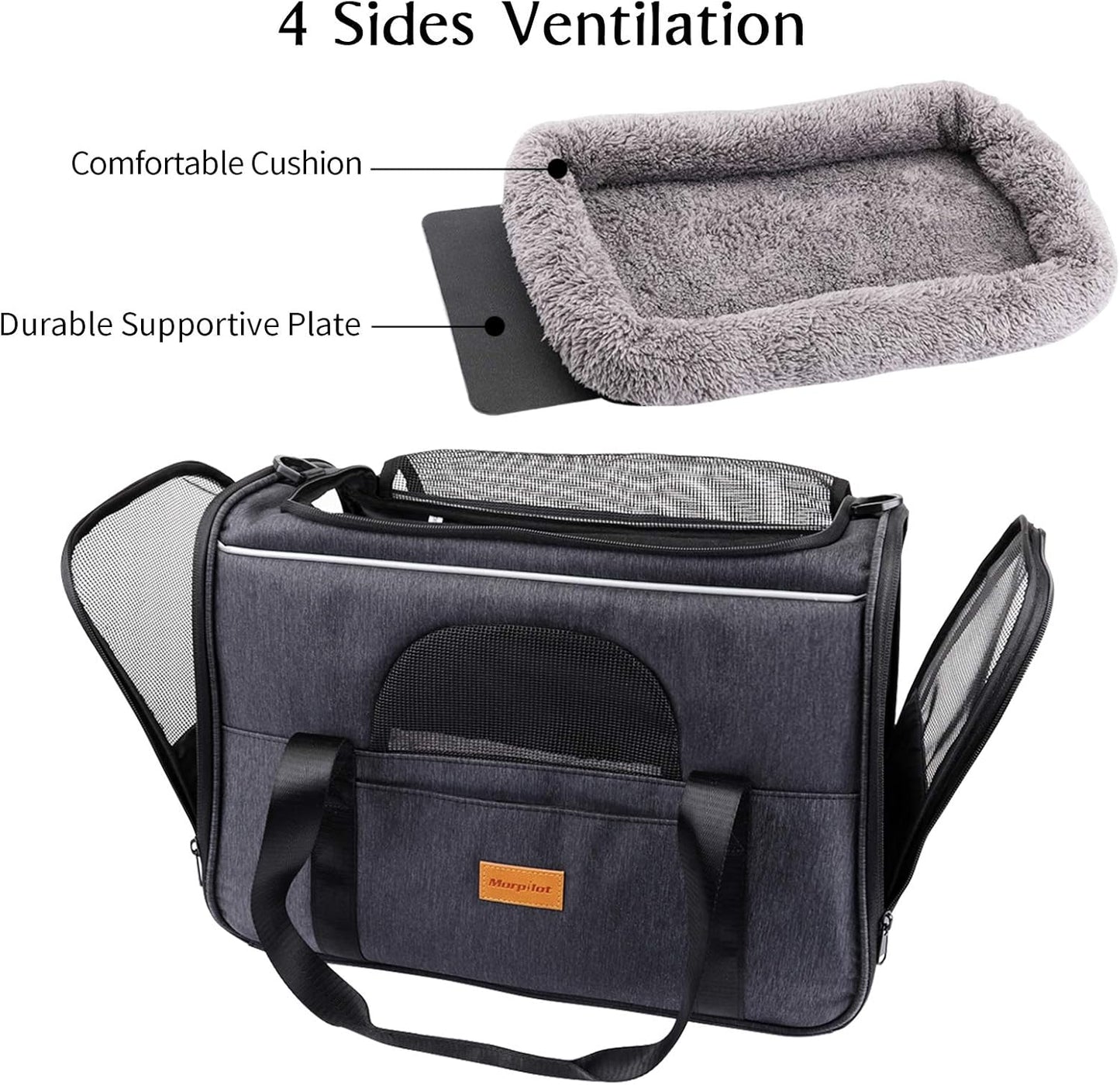 Premium Portable Cat Carrier - Soft-Sided Travel Bag for Cats and Small Dogs, Airline Approved with Shoulder Strap, Removable Mat, and Pet Bowl