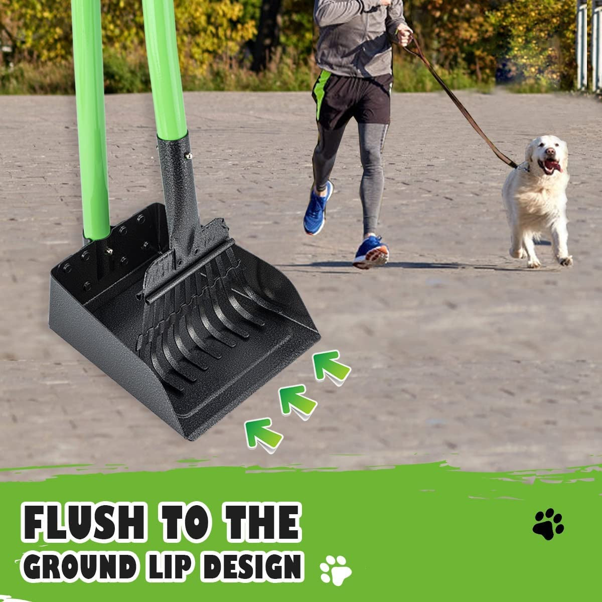 Heavy-Duty Stainless Steel Pooper Scooper Set with Long Handle - Ideal for Medium and Small Dogs - Suitable for Grass, Dirt, and Gravel - Pet Supplies (Green)