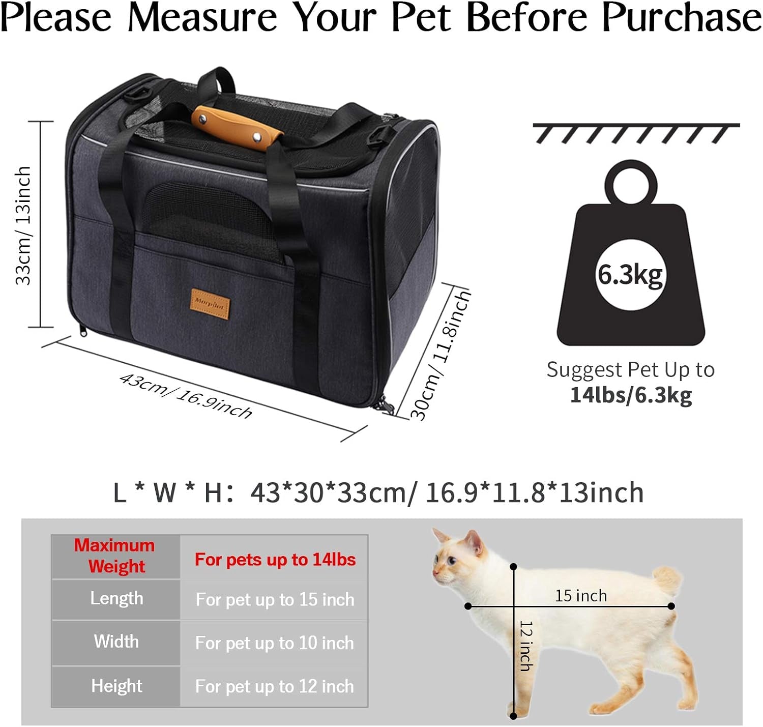 Premium Portable Cat Carrier - Soft-Sided Travel Bag for Cats and Small Dogs, Airline Approved with Shoulder Strap, Removable Mat, and Pet Bowl