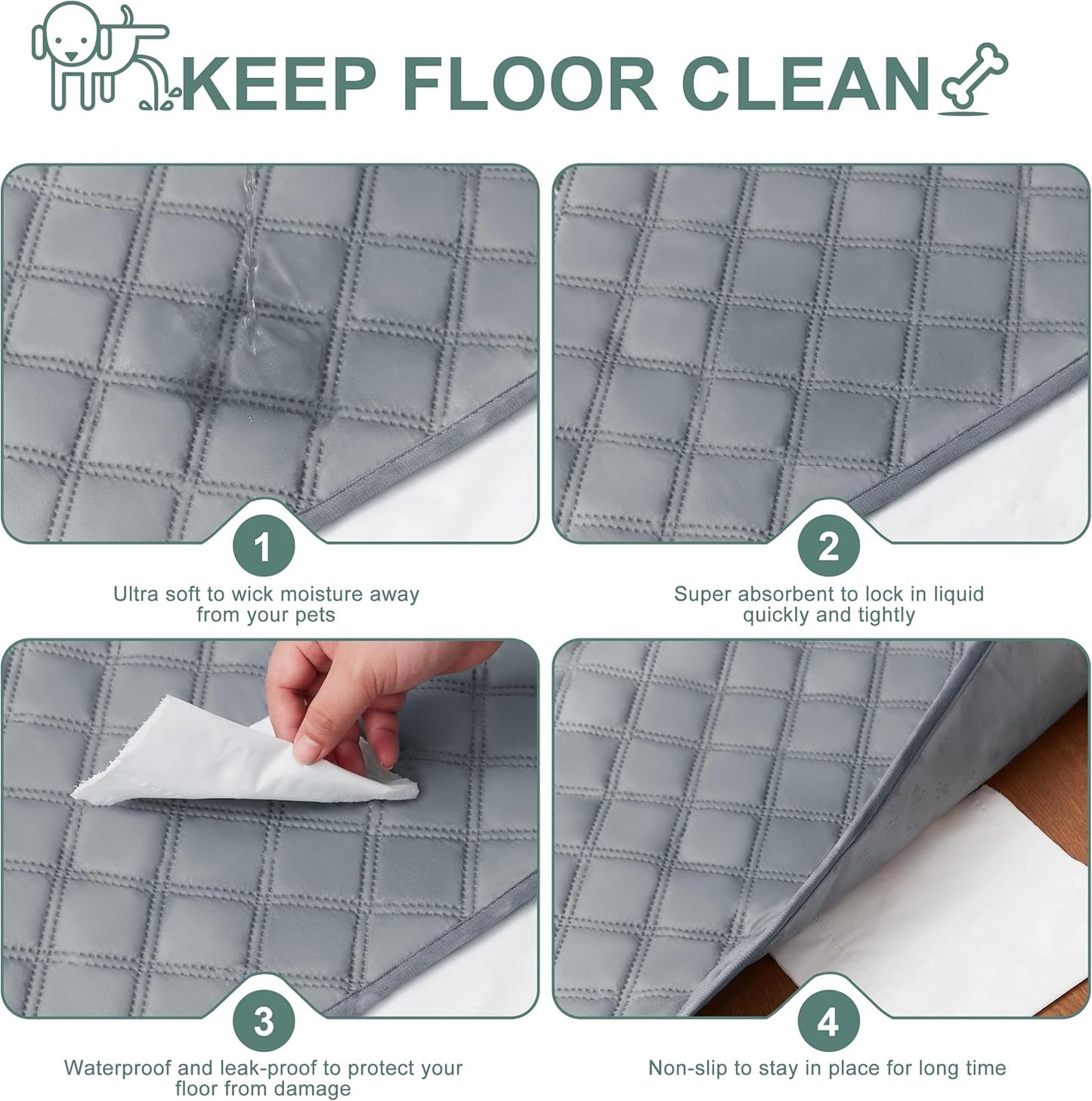 Large/Extra Large Reusable Washable Dog Pee Pads - 36" x 41", 2 Pack, Absorbent Non-Slip Waterproof Training Pads, Leak-Proof Whelping Potty Solutions