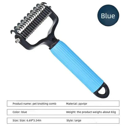 Double-Sided Stainless Steel Pet Detangling Comb for Dogs - Professional Grooming Tool for Coat Care and Shedding Removal with One-Click Cleaning Feature